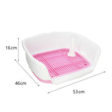 Maxbell Indoor Dog Potty Tray No Litter Pad Holder for Small and Medium Dogs white pink