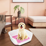 Maxbell Indoor Dog Potty Tray No Litter Pad Holder for Small and Medium Dogs white pink