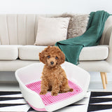 Maxbell Indoor Dog Potty Tray No Litter Pad Holder for Small and Medium Dogs white pink