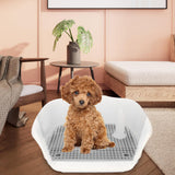 Maxbell Indoor Dog Potty Tray No Litter Pad Holder for Small and Medium Dogs white gray