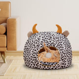 Maxbell Pet Cat Bed Dog House Washable Winter Puppy Kennel Nest for Indoor White Black