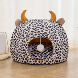 Maxbell Pet Cat Bed Dog House Washable Winter Puppy Kennel Nest for Indoor White Black