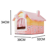 Maxbell Portable Cat House Bed Floor for Indoor Cats Washable Puppy Nest Cushion S