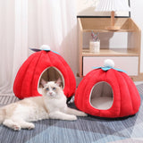 Maxbell Cat Bed Enclosed Pumpkin Shape Small Dog Tent Bed Hideaway S