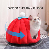 Maxbell Cat Bed Enclosed Pumpkin Shape Small Dog Tent Bed Hideaway S