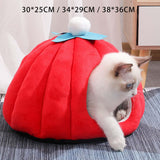 Maxbell Cat Bed Enclosed Pumpkin Shape Small Dog Tent Bed Hideaway S