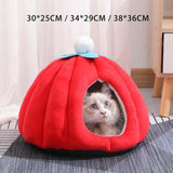 Maxbell Cat Bed Enclosed Pumpkin Shape Small Dog Tent Bed Hideaway S