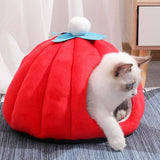 Maxbell Cat Bed Enclosed Pumpkin Shape Small Dog Tent Bed Hideaway S