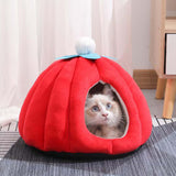 Maxbell Cat Bed Enclosed Pumpkin Shape Small Dog Tent Bed Hideaway S