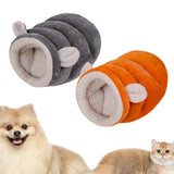 Maxbell Indoor Dog House Semienclosed Cushion Winter Warm Sleep Kennel Cats Bed Nest Gray S