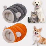 Maxbell Indoor Dog House Semienclosed Cushion Winter Warm Sleep Kennel Cats Bed Nest Gray S