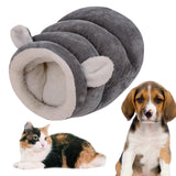 Maxbell Indoor Dog House Semienclosed Cushion Winter Warm Sleep Kennel Cats Bed Nest Gray L