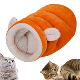 Maxbell Indoor Dog House Semienclosed Cushion Winter Warm Sleep Kennel Cats Bed Nest Orange S