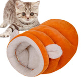 Maxbell Indoor Dog House Semienclosed Cushion Winter Warm Sleep Kennel Cats Bed Nest Orange S