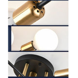 Maxbell Nordic Sputnik Chandelier E27 Base Flush Mounted Ceiling Light for Apartment 9 Heads Black