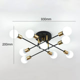 Maxbell Nordic Sputnik Chandelier E27 Base Flush Mounted Ceiling Light for Apartment 9 Heads Black