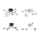 Maxbell Nordic Sputnik Chandelier E27 Base Flush Mounted Ceiling Light for Apartment 9 Heads Black