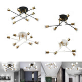 Maxbell Nordic Sputnik Chandelier E27 Base Flush Mounted Ceiling Light for Apartment 9 Heads Black
