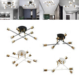 Maxbell Nordic Sputnik Chandelier E27 Base Flush Mounted Ceiling Light for Apartment 9 Heads Black