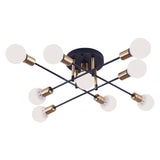 Maxbell Nordic Sputnik Chandelier E27 Base Flush Mounted Ceiling Light for Apartment 9 Heads Black