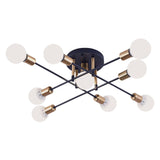 Maxbell Nordic Sputnik Chandelier E27 Base Flush Mounted Ceiling Light for Apartment 9 Heads Black