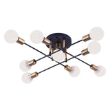 Maxbell Nordic Sputnik Chandelier E27 Base Flush Mounted Ceiling Light for Apartment 9 Heads Black