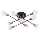 Maxbell Nordic Sputnik Chandelier E27 Base Flush Mounted Ceiling Light for Apartment 9 Heads Black