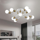 Maxbell Nordic Sputnik Chandelier E27 Base Flush Mounted Ceiling Light for Apartment 9 Heads White