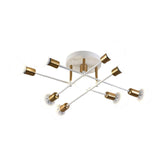 Maxbell Nordic Sputnik Chandelier E27 Base Flush Mounted Ceiling Light for Apartment 9 Heads White