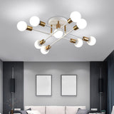 Maxbell Nordic Sputnik Chandelier E27 Base Flush Mounted Ceiling Light for Apartment 9 Heads White