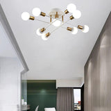 Maxbell Nordic Sputnik Chandelier E27 Base Flush Mounted Ceiling Light for Apartment 9 Heads White