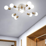 Maxbell Nordic Sputnik Chandelier E27 Base Flush Mounted Ceiling Light for Apartment 9 Heads White