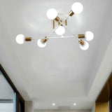 Maxbell Nordic Sputnik Chandelier E27 Base Flush Mounted Ceiling Light for Apartment 7 Heads White