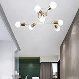 Maxbell Nordic Sputnik Chandelier E27 Base Flush Mounted Ceiling Light for Apartment 7 Heads White