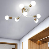 Maxbell Nordic Sputnik Chandelier E27 Base Flush Mounted Ceiling Light for Apartment 7 Heads White