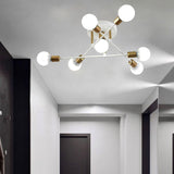Maxbell Nordic Sputnik Chandelier E27 Base Flush Mounted Ceiling Light for Apartment 7 Heads White