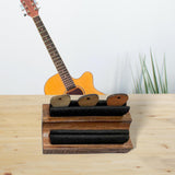 Maxbell Instrument Stand Clip Guitar Player Accessory Organizer Wooden for Guitarist Short dark wood