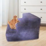 Maxbell Cat Pet Ramp Ladder Washable Dog 3 Steps Ladder for Climbing up Dogs Violet
