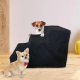 Maxbell Cat Pet Ramp Ladder Washable Dog 3 Steps Ladder for Climbing up Dogs Black