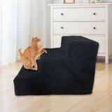Maxbell Cat Pet Ramp Ladder Washable Dog 3 Steps Ladder for Climbing up Dogs Black