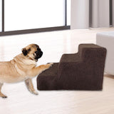 Maxbell Cat Pet Ramp Ladder Washable Dog 3 Steps Ladder for Climbing up Dogs Coffee