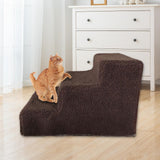 Maxbell Cat Pet Ramp Ladder Washable Dog 3 Steps Ladder for Climbing up Dogs Coffee