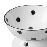 Maxbell 200ml Ceramic Elevated Cat Feeder Bowl Slant Porcelain Pet Cat Dish Anti Slip Black Dot