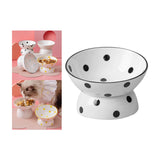 Maxbell 200ml Ceramic Elevated Cat Feeder Bowl Slant Porcelain Pet Cat Dish Anti Slip Black Dot