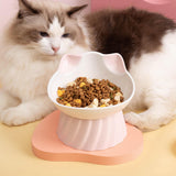 Maxbell Cat Bowl Tilted Dispenser Anti Slip Raised Cat Dishes for Travel Puppy Pink