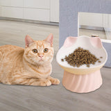 Maxbell Cat Bowl Tilted Dispenser Anti Slip Raised Cat Dishes for Travel Puppy Pink