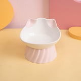 Maxbell Cat Bowl Tilted Dispenser Anti Slip Raised Cat Dishes for Travel Puppy Pink