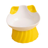 Maxbell Cat Bowl Tilted Dispenser Anti Slip Raised Cat Dishes for Travel Puppy Yellow