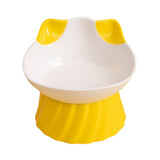 Maxbell Cat Bowl Tilted Dispenser Anti Slip Raised Cat Dishes for Travel Puppy Yellow
