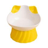 Maxbell Cat Bowl Tilted Dispenser Anti Slip Raised Cat Dishes for Travel Puppy Yellow